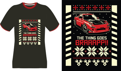 Red Sports Car "Braaap" Design on T-Shirt and Poster