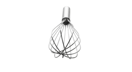 Stainless steel egg beater isolated on transparent background for cooking and baking