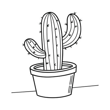 Simple Black White Cactus Illustration