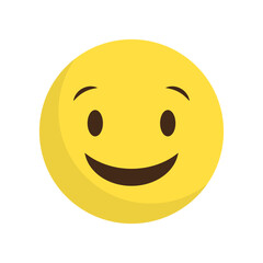 Fototapeta premium Happy yellow smiley. Joyful face emotion. Cheerful emoji character. Vector expression symbol.