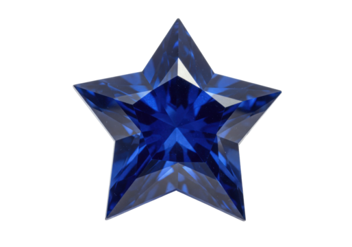Isolated Star Sapphire Gem, Royal Blue Faceted Stone, Cut Jewel for Ring, Pendant, Jewelry