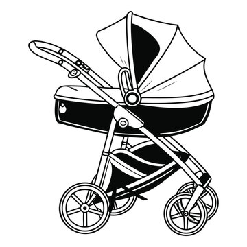 Stylish Minimalist Baby Carriage Drawing