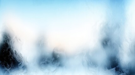 Ethereal winter landscape with blurred trees and soft pastel sky, evoking calmness and tranquility