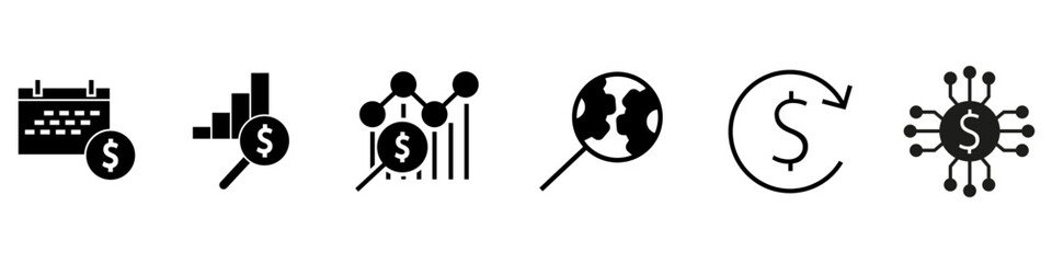 Заголовок: Financial analytics icon vector set. economy illustration sign collection. analytics symbol. Marketing web icons.