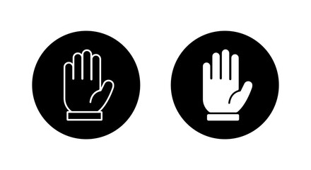 Hand palm icon set. Stop and permission symbol in black circle