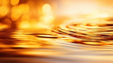 Golden ripples in water reflecting warm light, creating a serene and tranquil atmosphere