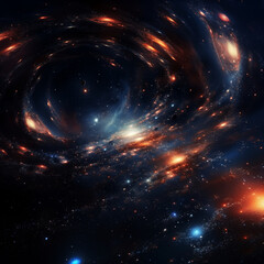 Galaxy with many bright stars and a glowing nebula. Astronomical background