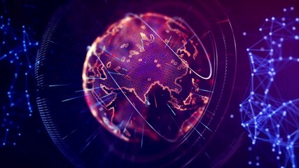 abstract red blue background with space for text earth rotating stock footage - Powered by Adobe