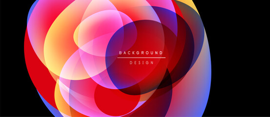 Fototapeta premium Abstract vibrant circles overlap, creating dynamic colorful background. Modern design features gradients, smooth transitions.