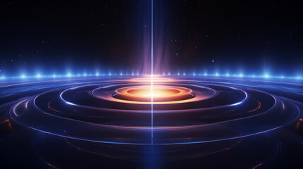 Colorful abstract light tunnel with radiant glow leading to a bright light burst