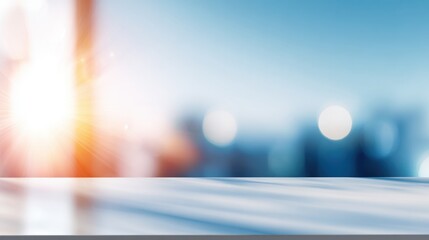 Bright, blurred cityscape background with a sunburst effect, ideal for presentations or advertisements