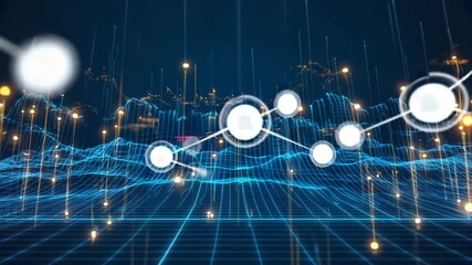 Animated futuristic 3d landscape data visualization for technology and business - Powered by Adobe