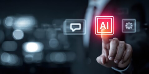 Futuristic AI Interface in Holographic Light &ndash; Revolutionizing Online Learning & Digital Education