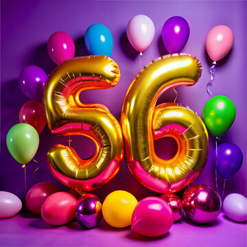 56th Birthday Celebration with Gold Balloons