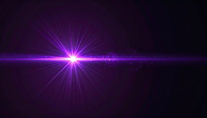 Abstract Purple Light Flare Burst Effect With Bokeh Particles And Lens Flare Overlay On Dark Background