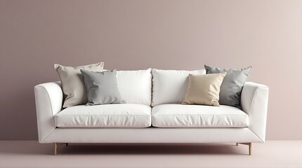 minimalist white sofa in modern living room