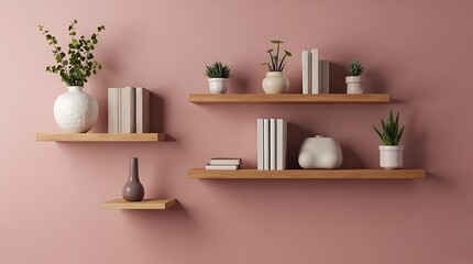 modern wall shelf with indoor plants