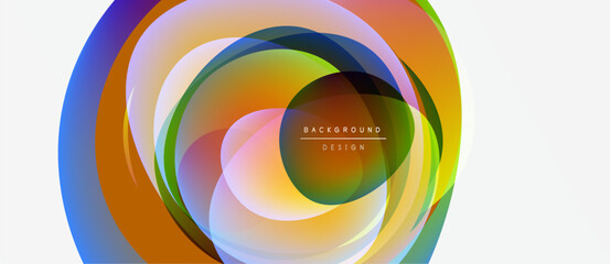 Obraz premium Abstract circular layers, vibrant colors blend. Modern design element, clean aesthetic. Text reads background design.