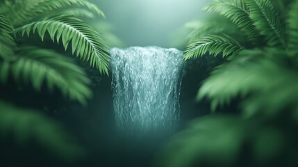 Waterfall Oasis: Lush Greenery & Tranquil Nature Scene