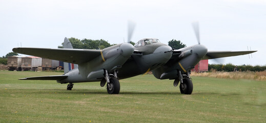 The de Havilland DH.98 Mosquito is a British twin-engined, multirole combat aircraft, introduced during the Second World War.