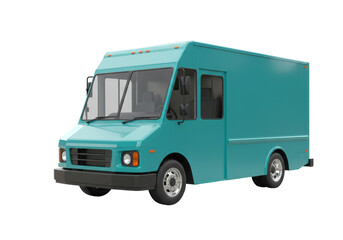 Isolated Teal Delivery Truck, Commercial Vehicle, Transportation, Isolated, No People, Delivery Vans