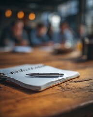 Pen notepad on wooden table authentic teaching moment realistic human expressions natural soft lighting shallow DOF cinematic tones photorealistic DSLR photo with 85mm lens professional candid style