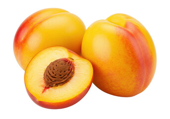 Isolated Nectarines Still Life Three Yellow Red Fruits Halved Fresh Food Grouping