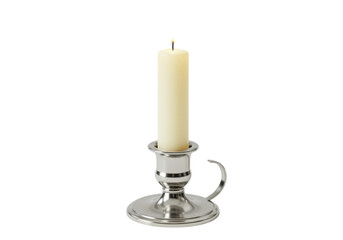 Isolated Candle in a Holder for a Decorative Setting, Elegant and Traditional