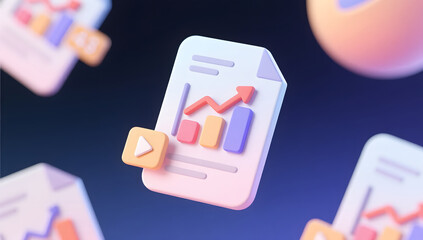 3D Cartoon Office Icons of Documents