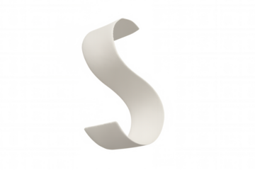 White abstract letter s scroll shape flowing, minimalist typography design creating an elegant curve