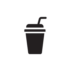 Minimalist Drink Icon Featuring a Cup with a Lid and Straw Representing Beverages and Refreshment
