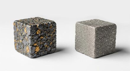 Samarium ore and refined samarium metal sample