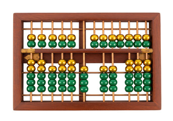 Isolated abacus counting tool, educational math device used for calculation purposes, school