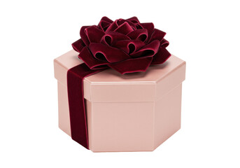 Isolated gift box with ribbon bow, elegant present for birthday, anniversary, or other event
