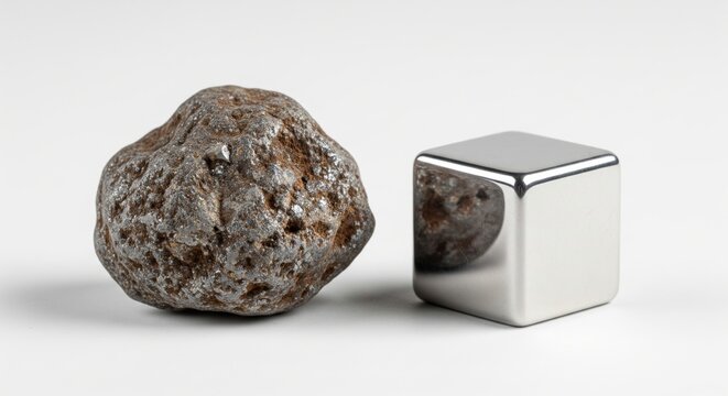 Yttrium-bearing ore and refined yttrium metal cube