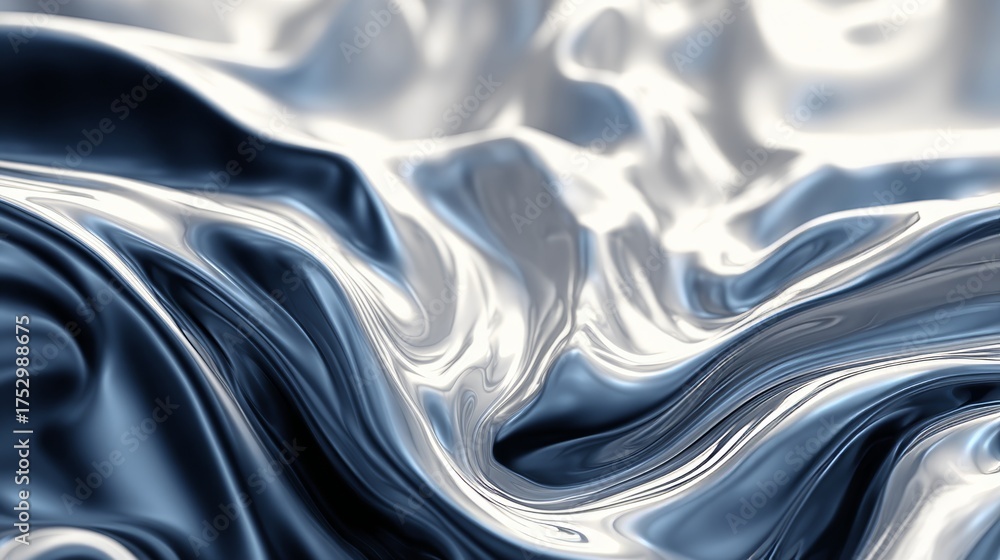 Canvas Prints silvery blue fluid waves on a smooth metallic surface texture for modern background art design