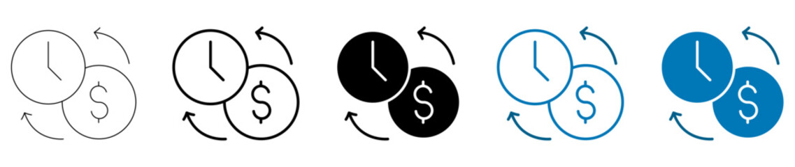 Time money exchange icon isolated, Currency conversion symbol, Financial transaction sign, Business investment, or Value of time vector illustration