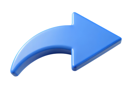 3D rendered blue arrow icon pointing right for sharing and forwarding concepts