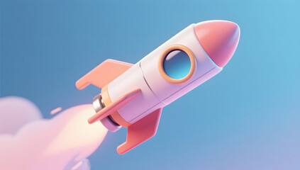 Fototapeta premium 3d spaceship rocket launch world space day business icon