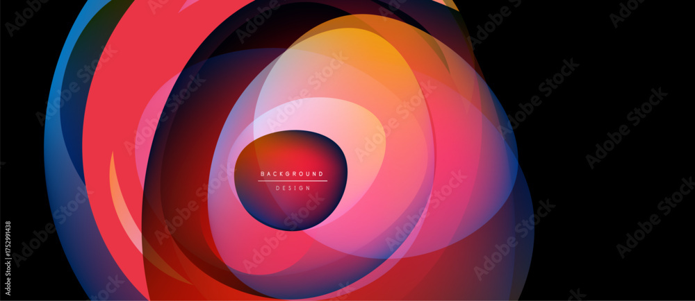 Wall mural abstract colorful layers create dynamic circular design. gradient hues blend, forming modern visual 
