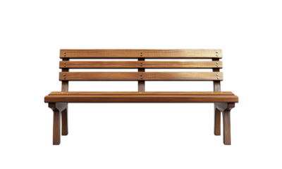 Relaxing wooden bench for outdoor spaces urban park furniture photography minimalist design front view tranquility