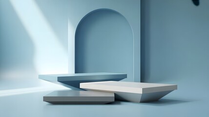 Minimalist Modern Geometric Product Display Background with Light and Shadow
