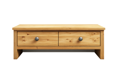 Stylish wooden coffee table with drawers living room furniture design modern front view minimalist aesthetic