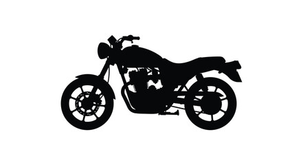 Obraz premium Silhouette of a classic motorcycle against a plain white background