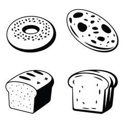 Bagel loaf bread sliced bread salami vector