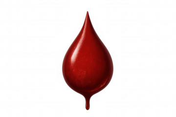 Blood drop on transparent background representing donation, health, medicine, and human life