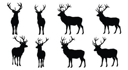 Silhouette collection of majestic deer in various poses and arrangements © Taylor