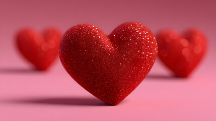 Obraz premium Red glitter heart design for romantic Valentine's Day scene