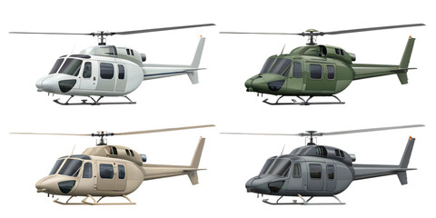 Helicopter PNG Set on Transparent Background
