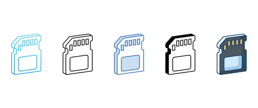 SD Card icon set multiple style collection